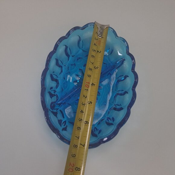 Fairfield Laser Blue Oval Divided Relish Dish By Anchor Hocking - Picture 7 of 8